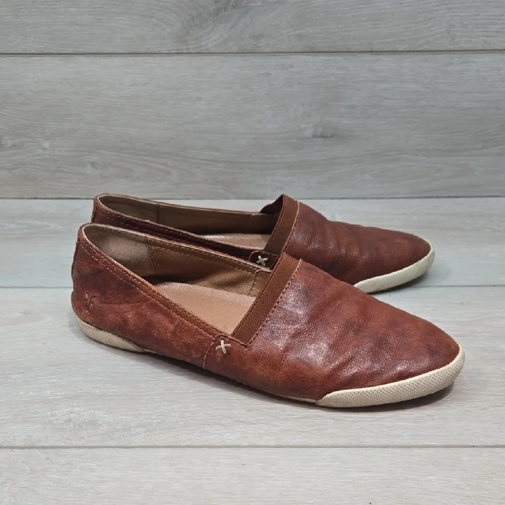 Frye Women Melanie Brown Leather Slip-On Flats Shoes Sz 7.5M